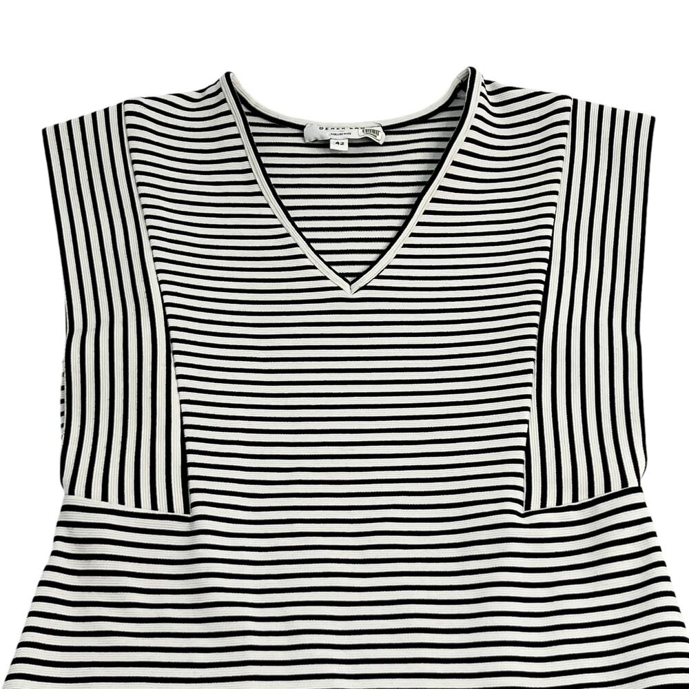 Derek Lam Size 40 US 4 V Neck Sheath Dress Black White Striped Stretch Chic Work - Picture 10 of 12